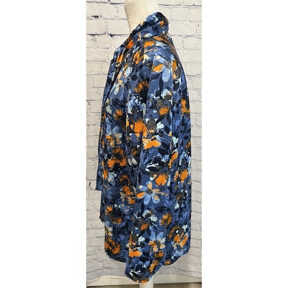 Denim & Co. Floral Printed Blouse with Neck Tie Detail - Navy Size XL QVC D&Co. - Picture 3 of 9